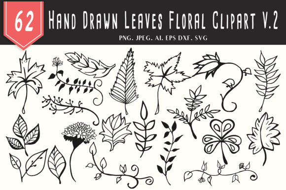 60 Handmade Leaves Floral Clipart V2: A Versatile Tool for Creative Projects