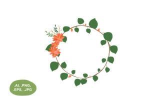 Botanical Orange Floral and Leaf Border: A Versatile Design Element for Modern Projects