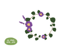 Botanical Purple and Dark Green Floral Circle Border: A Versatile Design Element