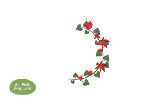 Enhance Your Designs with Botanical Red Floral Semicircle Border and Wreath