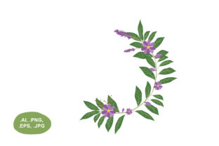Enhance Your Designs with the Botanical Purple Floral Open Circle Border