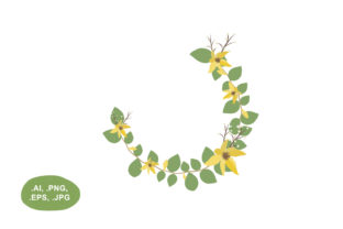 Enhance Your Designs with the Botanical Yellow Floral Open Circle Border