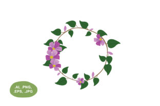 Enhancing Visual Aesthetics with Botanical Light Purple Floral and Leaf Circle Border