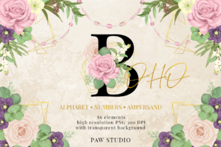 Floral Gold Letters, Numbers & Ampersand