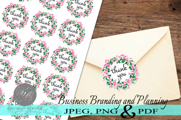 Floral Wreath Thank You Stickers
