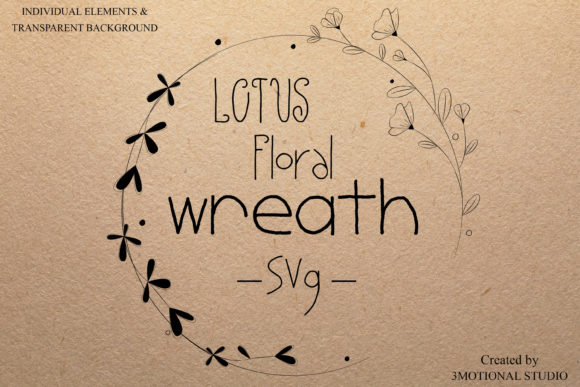 Lotus Floral Wreath Cut File Clipart
