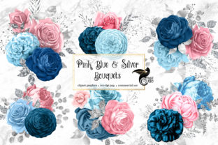 Pink Blue and Silver Floral Bouquets