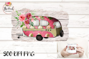 Pink Vintage Floral Camper ClipArt for Creative Projects