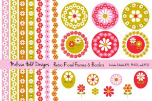 Retro Floral Frames and Borders for Creative Projects