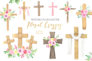 Watercolor Easter Floral Crosses: A Versatile Design Element for Spring Projects